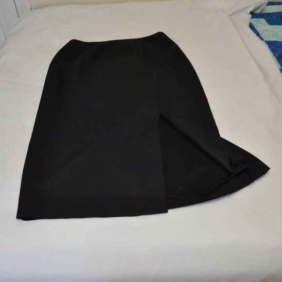 Ambiance Long Black Skirt with Slit (left-front), Size 12 - Picture 4 of 4
